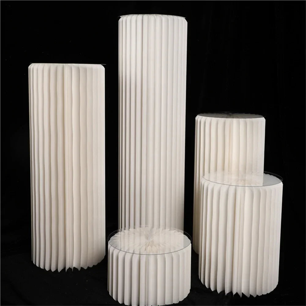 Roman Folding Column Ornaments Party Honeycomb Origami Display Stand Shop Window Wedding Decor Folding Cylindrical Flower Rack