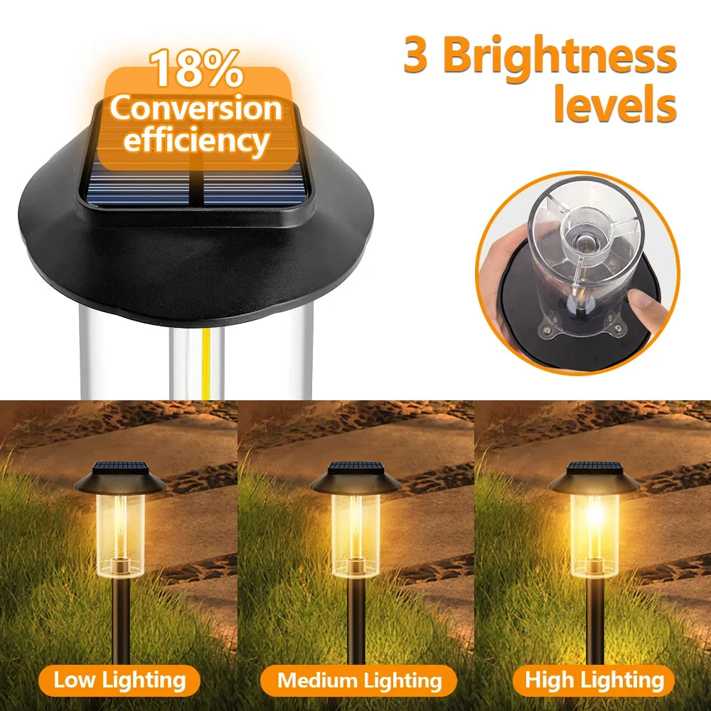 Solar Pathway Lights Outdoor Waterproof 1-4PCS Garden Landscape Lights Tungsten Lamp for Yard Lawn Walkway Path Decor