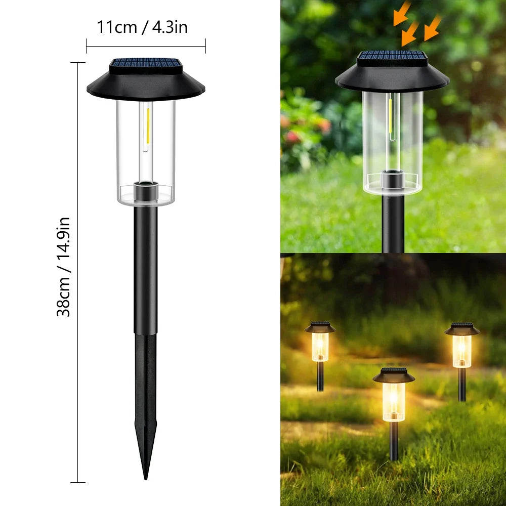 Solar Pathway Lights Outdoor Waterproof 1-4PCS Garden Landscape Lights Tungsten Lamp for Yard Lawn Walkway Path Decor